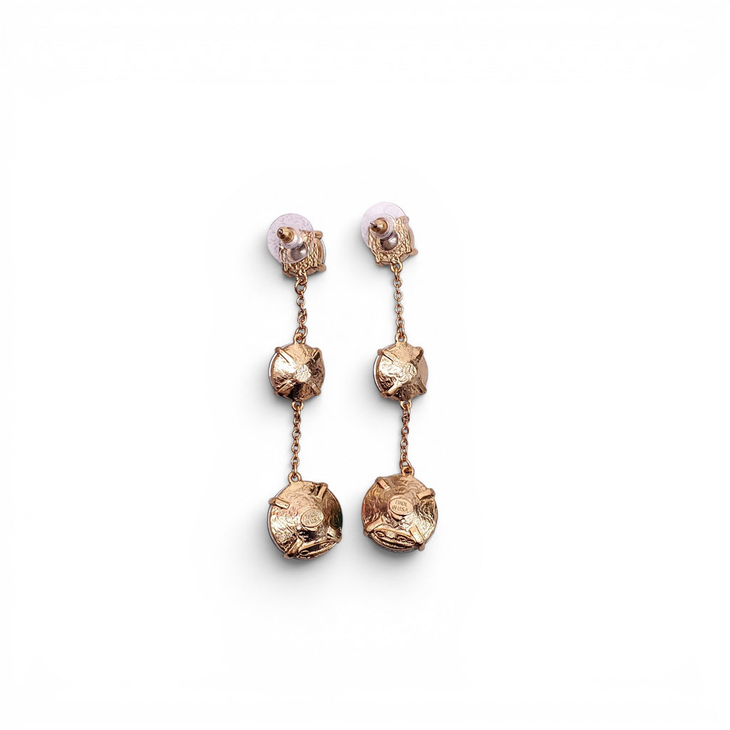 OSCAR DE LA RENTA GREEN AND GOLD DROP EARRINGS