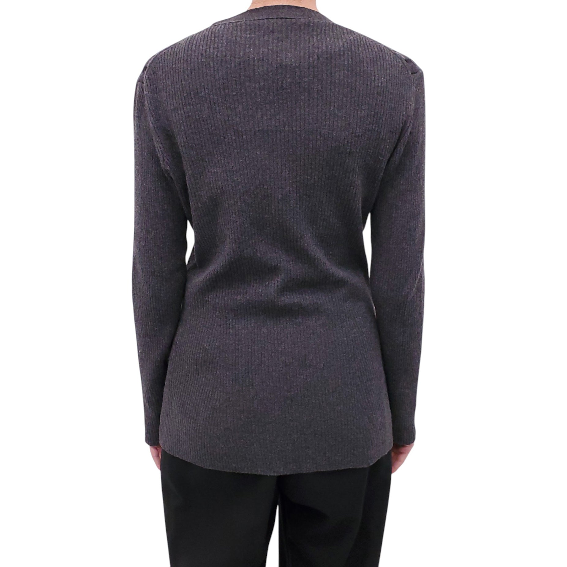 OSCAR DE LA RENTA GREY PLAID CUT OUT CARDIGAN - SIZE L