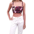 OSCAR DE LA RENTA PINK AND BURGUNDY FLORAL CROPPED TOP - SIZE 4