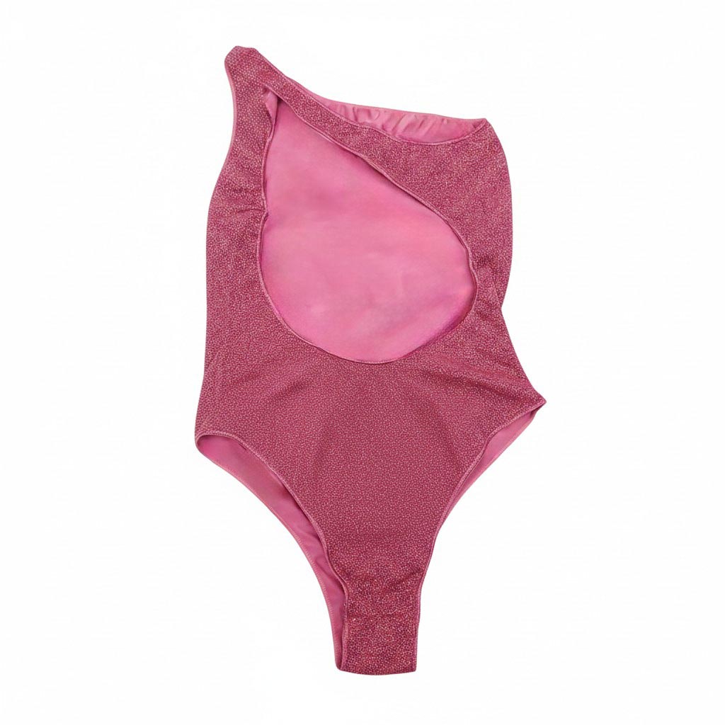 OSÉREE METALLIC PINK ONE SHOULDER ONE PIECE SWIMSUIT - SIZE O/S