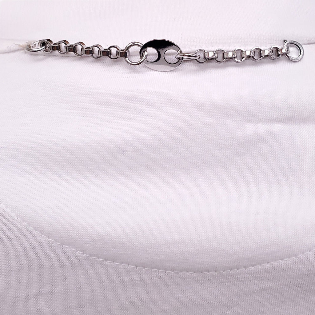 PACO RABANNE WHITE AND SILVER SEQUIN T-SHIRT - SIZE M