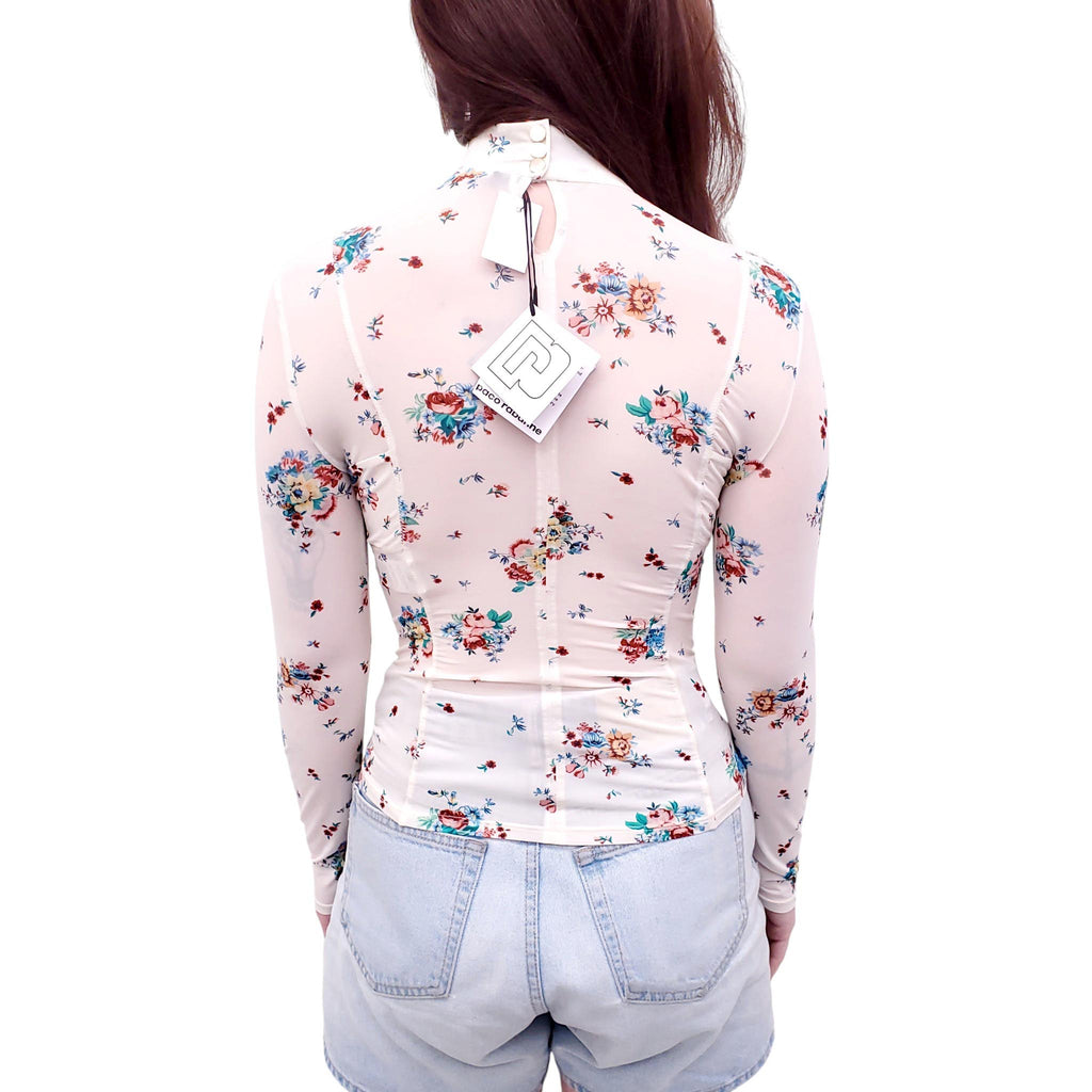 PACO RABANNE WHITE FLORAL TOP - SIZE 38