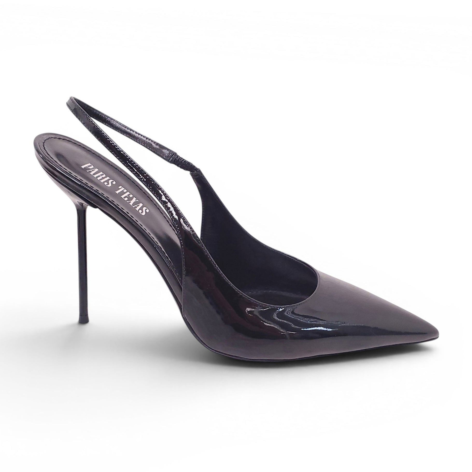 PARIS TEXAS BLACK PATENT SLINGBACK HEELS - SIZE 39.5