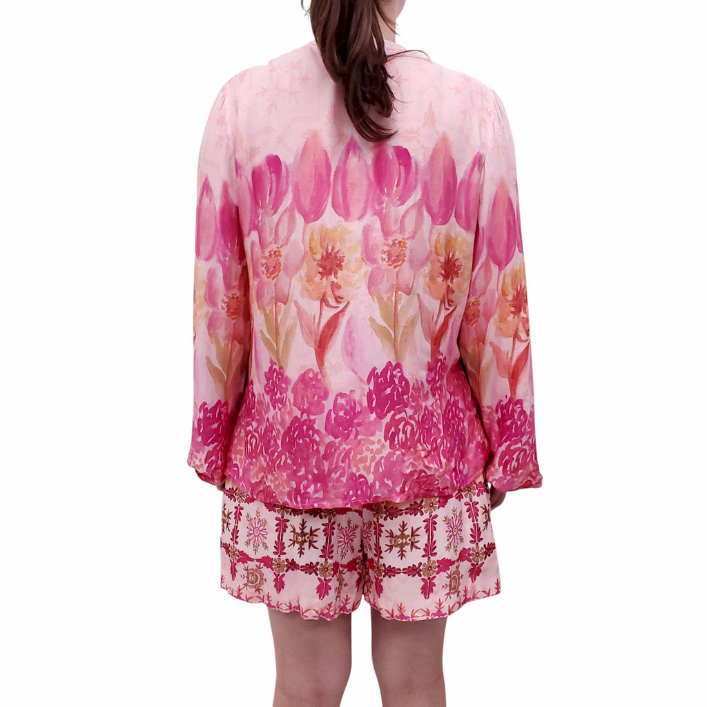 PATBO PINK AND ORANGE PATTERNED SHORTS SET - SIZE 10