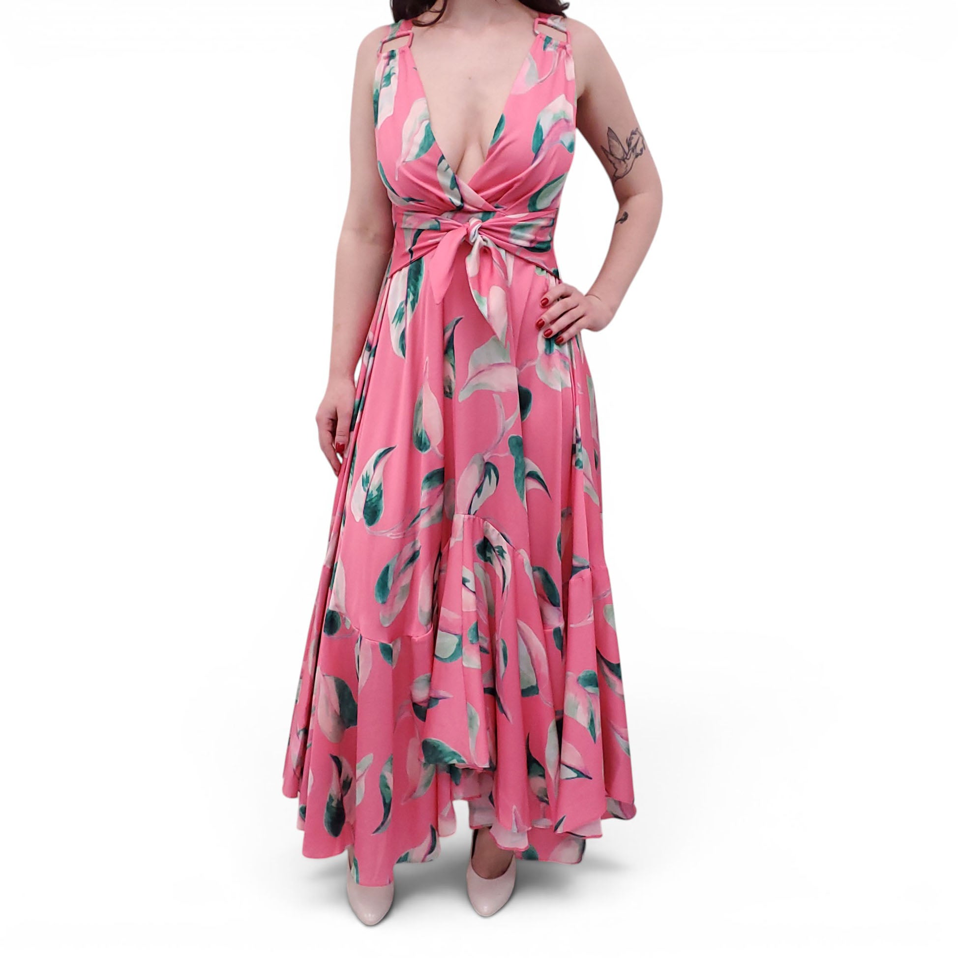 PATBO PINK FLORAL LONG DRESS - SIZE 4