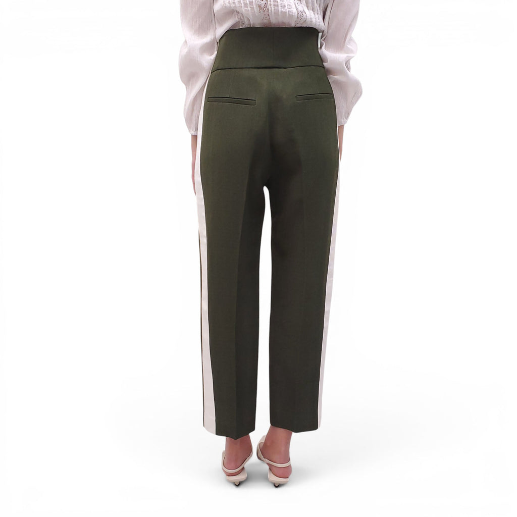 PETAR PETROV GREEN TROUSERS WITH SIDE STRIPE DETAIL - SIZE 40