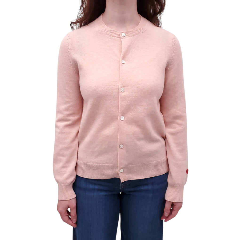 PLAY COMME DES GARCONS PINK HEART CARDIGAN - SIZE L