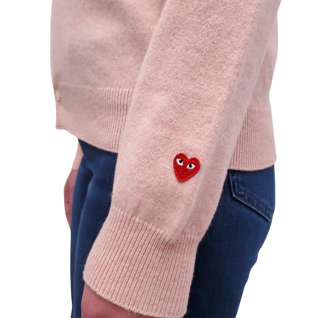 PLAY COMME DES GARCONS PINK HEART CARDIGAN - SIZE L