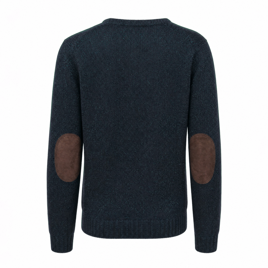 PRADA BLACK AND METALLIC GREEN CARDIGAN WITH SUEDE ELBOW PATCHES - SIZE 42