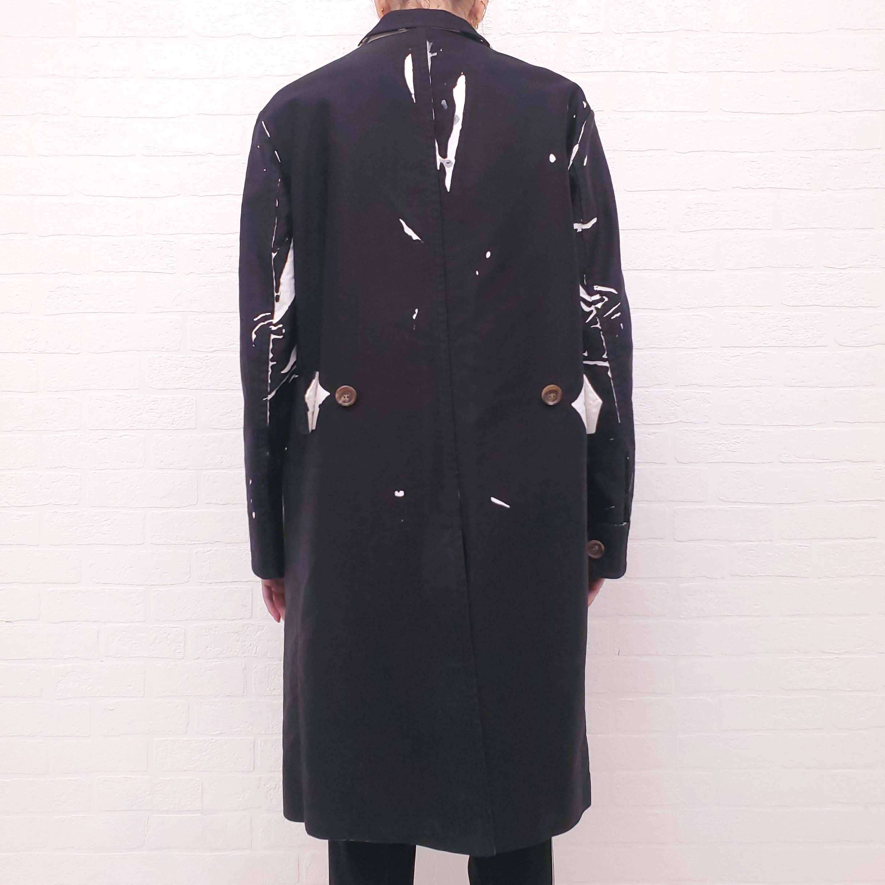 PRADA BLACK AND WHITE PRINT TRENCH COAT - SIZE 42
