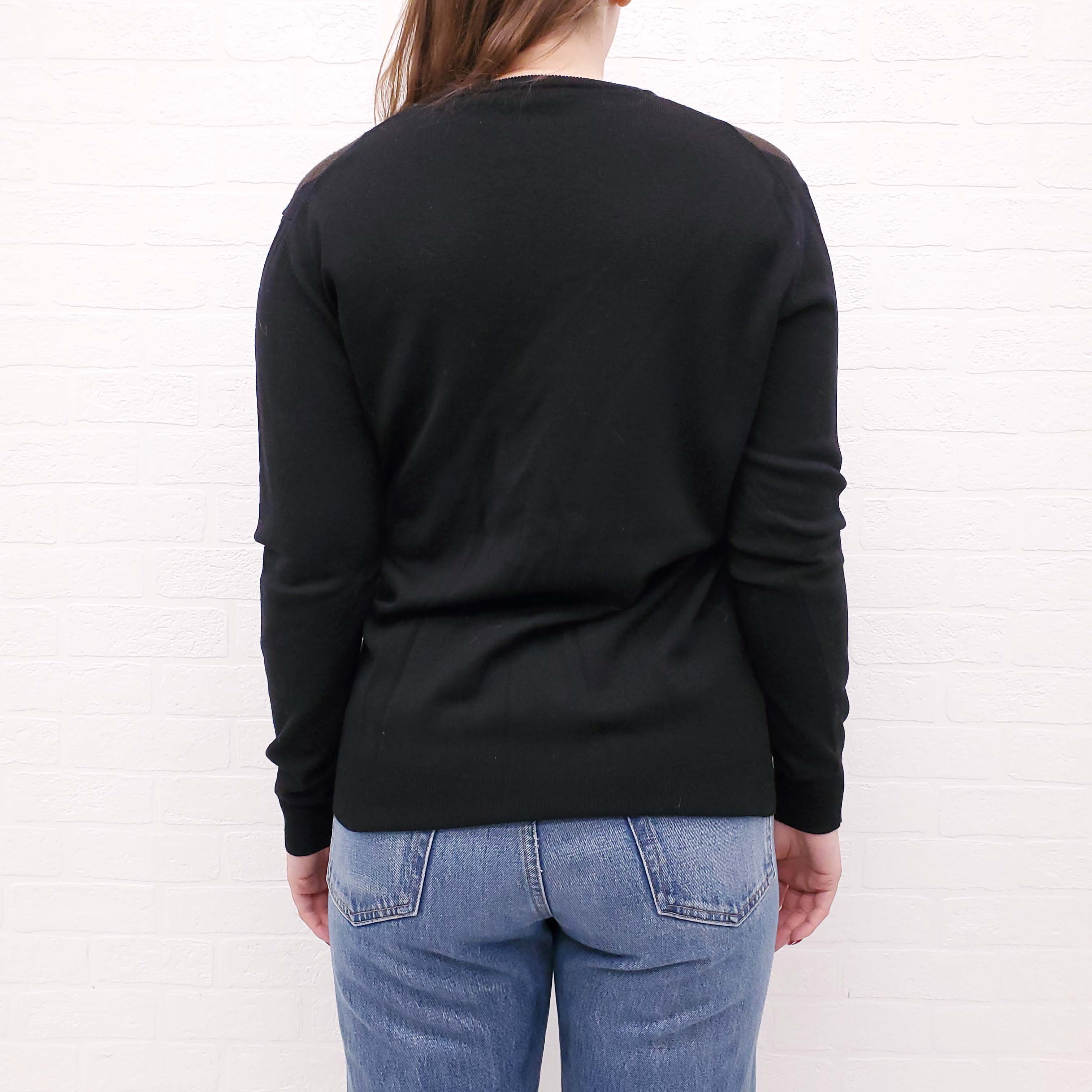 PRADA BLACK ARGYLE SWEATER - SIZE 38