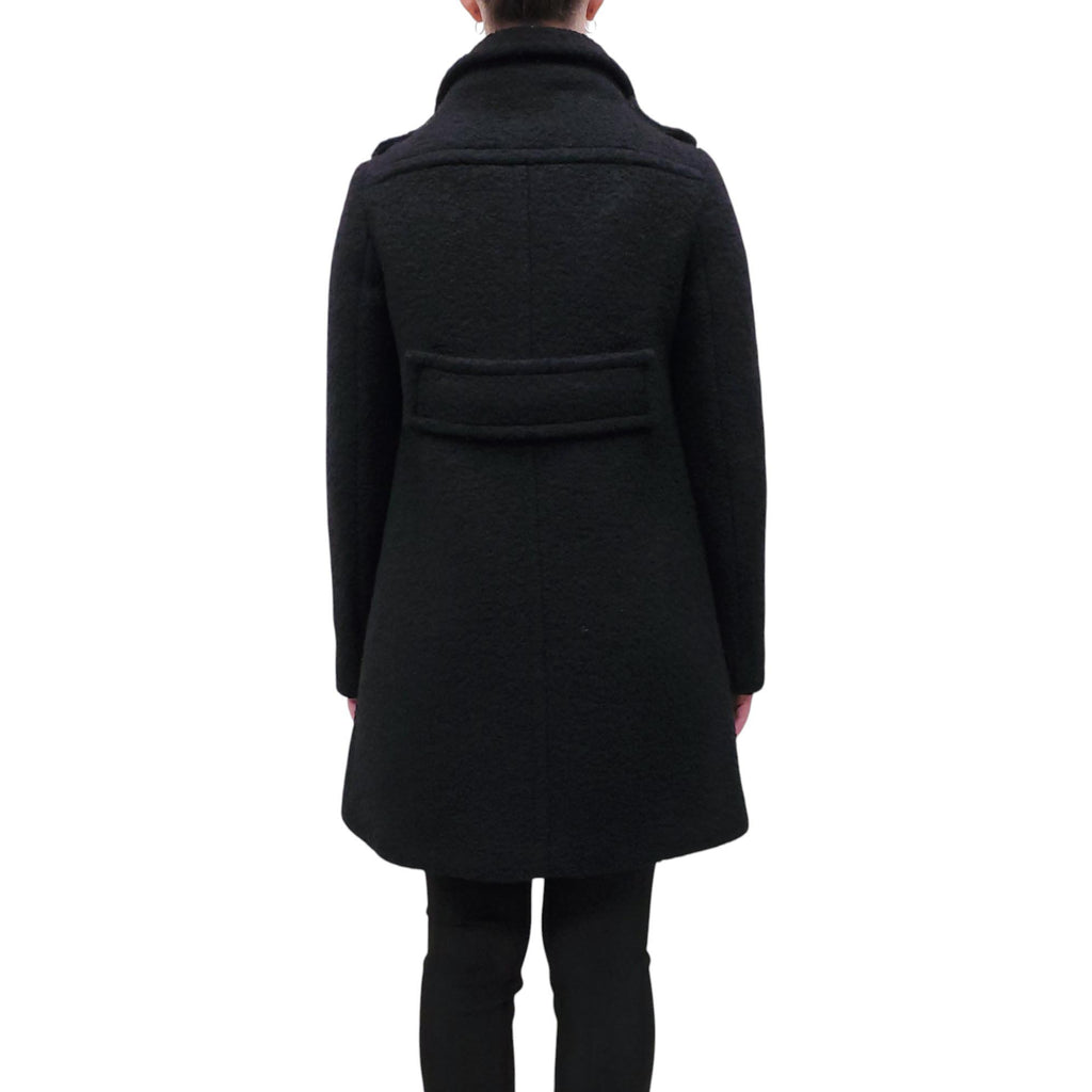 PRADA BLACK BOUCLE COAT WITH BLACK AND GOLD BUTTONS - SIZE 40