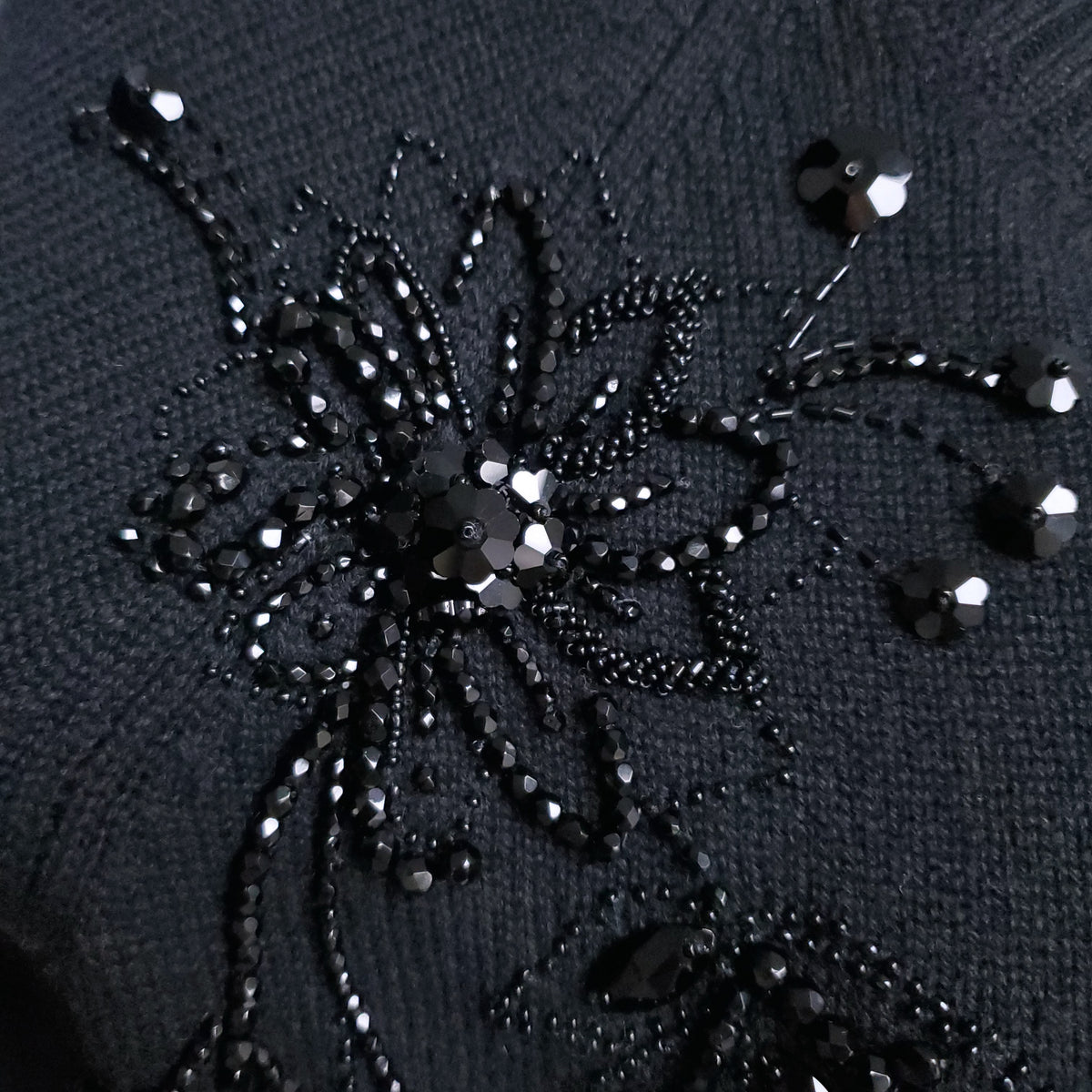 PRADA BLACK CASHMERE BEADED CARDIGAN - SIZE 44