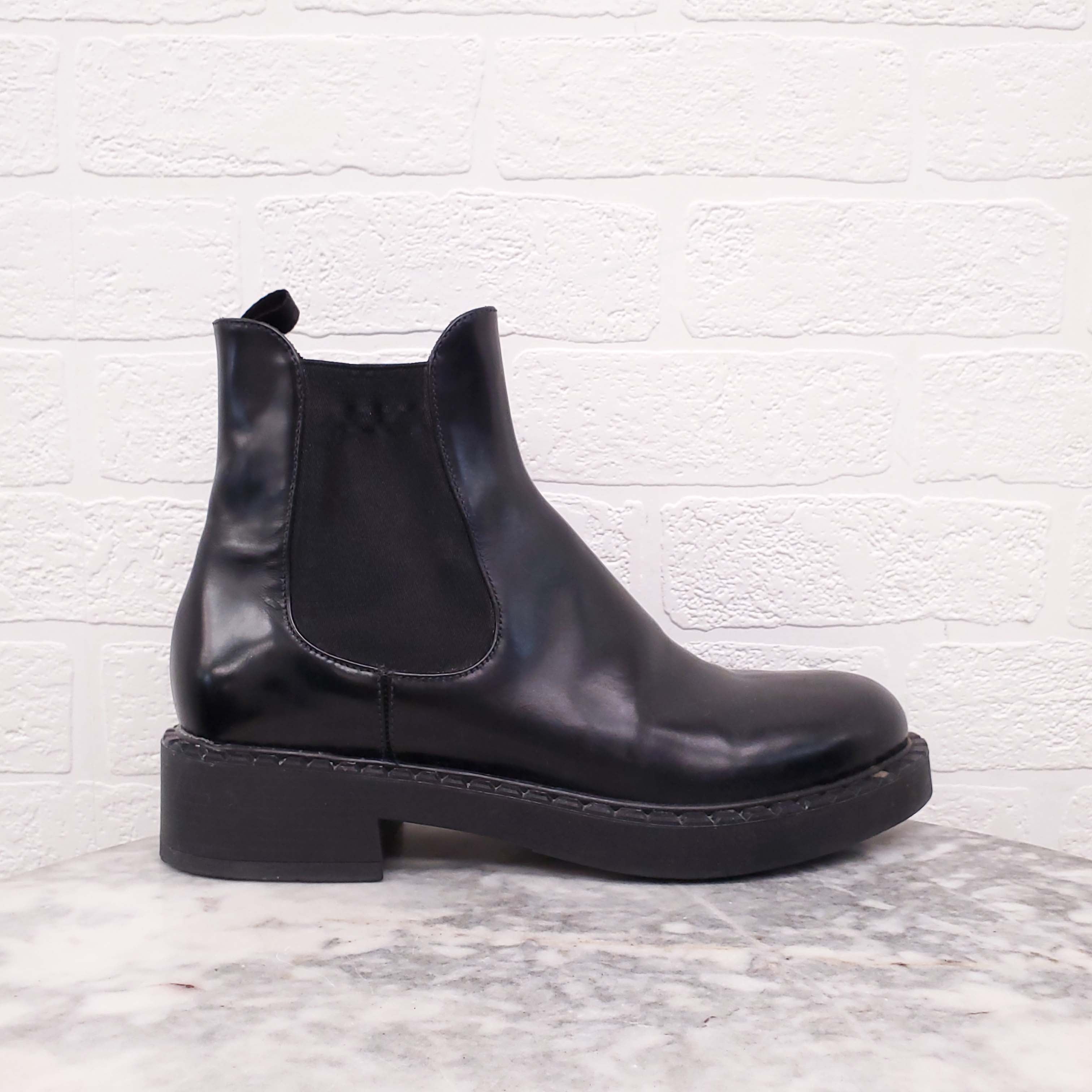 PRADA BLACK CHELSEA BOOTS - SIZE 41