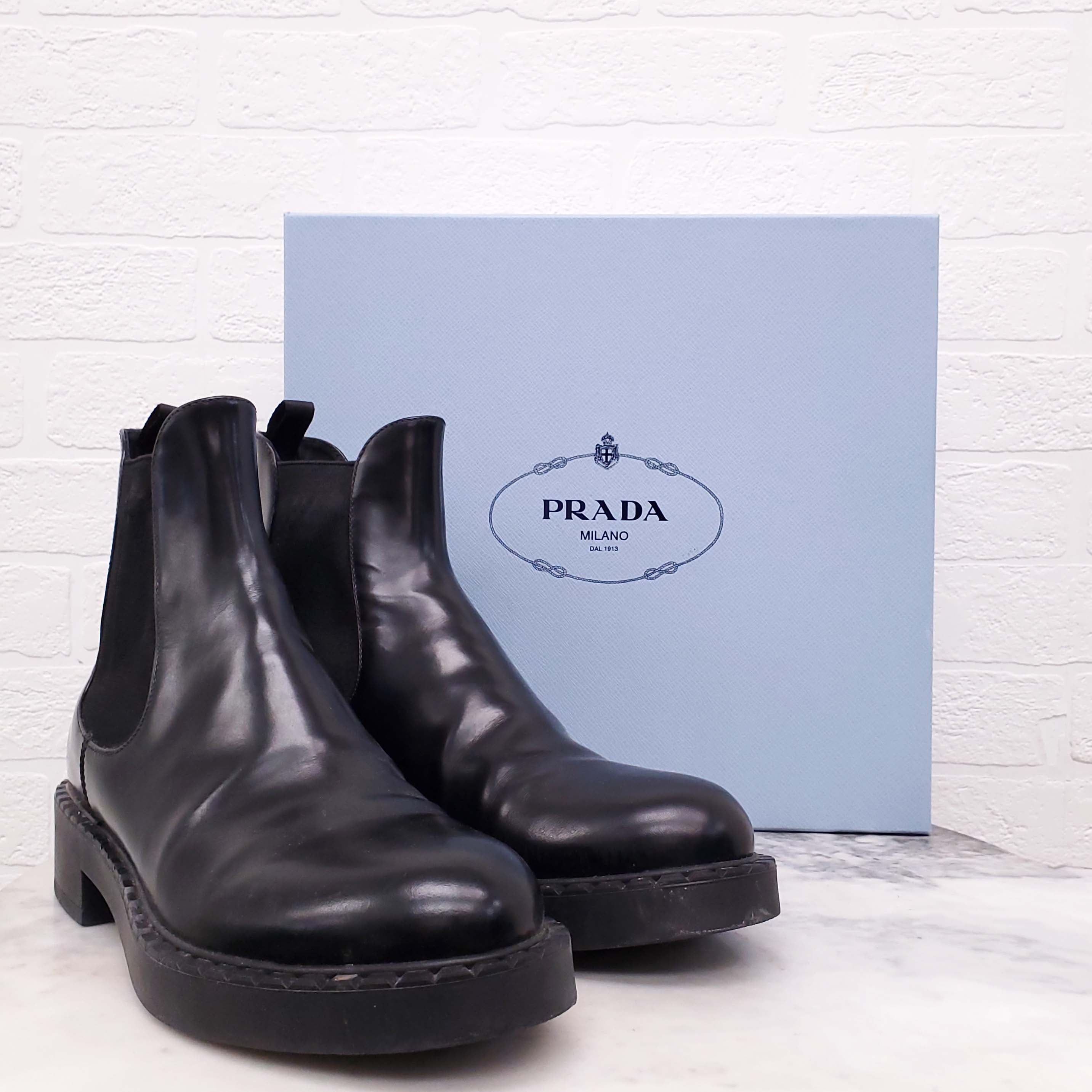 PRADA BLACK CHELSEA BOOTS - SIZE 41