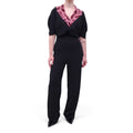 PRADA BLACK JUMPSUIT WITH PINK AND BURGUNDY SWEATER DETAIL - SIZE 38