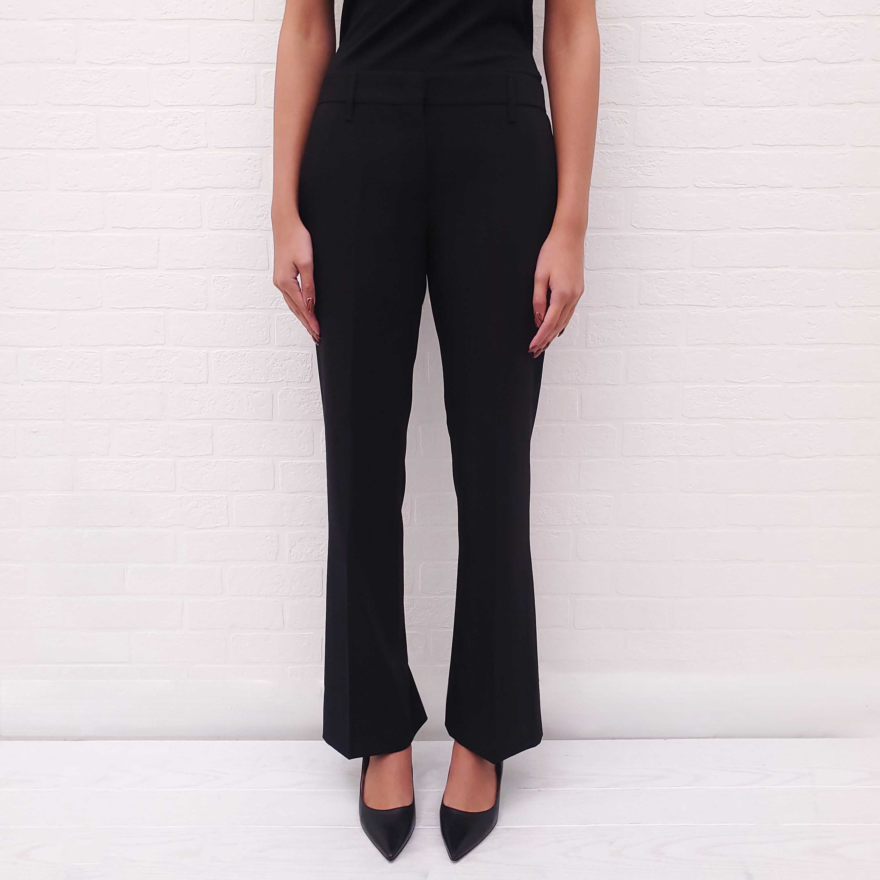 PRADA BLACK NYLON TROUSERS WITH LOGO - SIZE 42