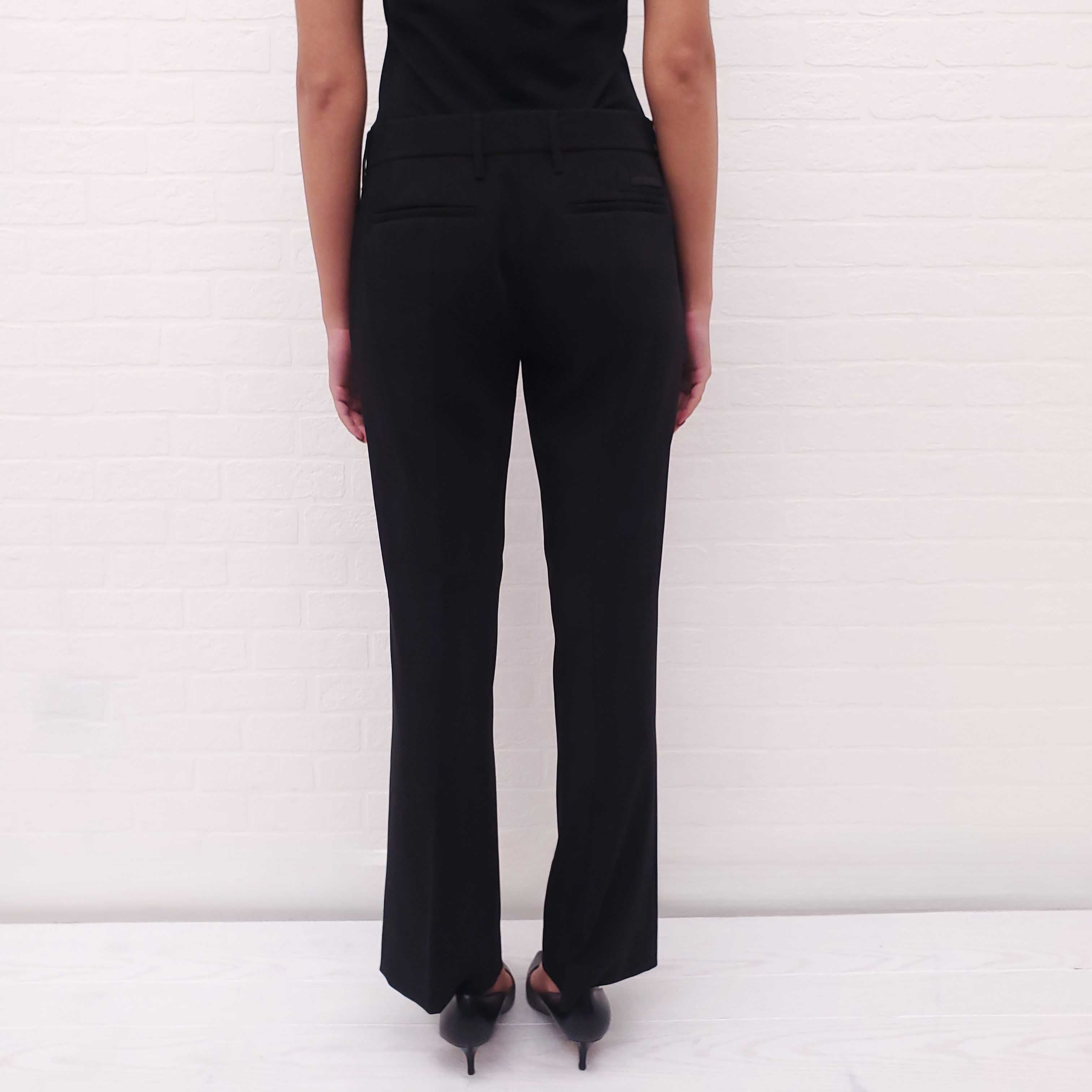 PRADA BLACK NYLON TROUSERS WITH LOGO - SIZE 42