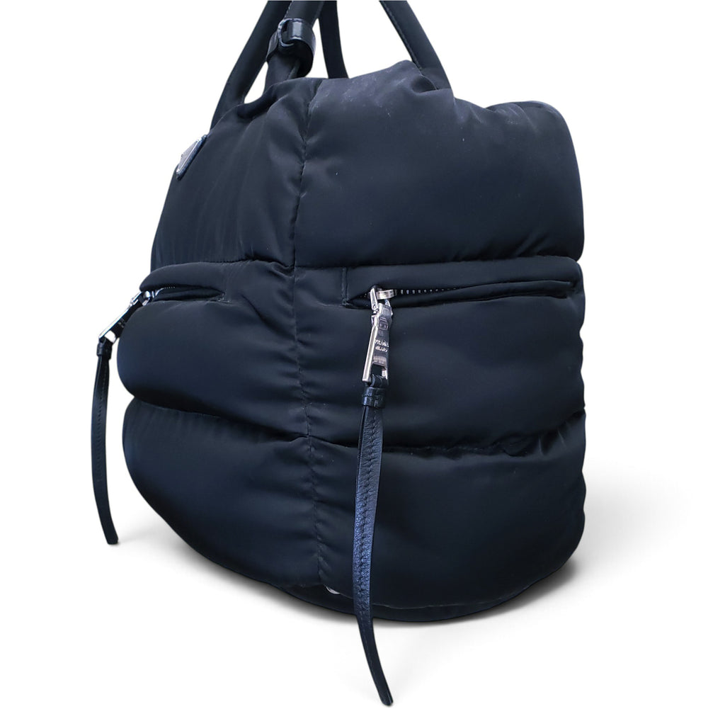 PRADA BLACK PUFFER TESSUTO BOMBER TOTE
