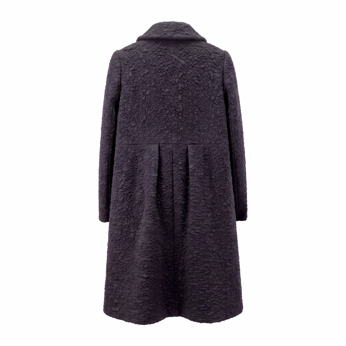 PRADA BLACK ROUCHED COAT WITH GOLD BUTTONS - SIZE 44