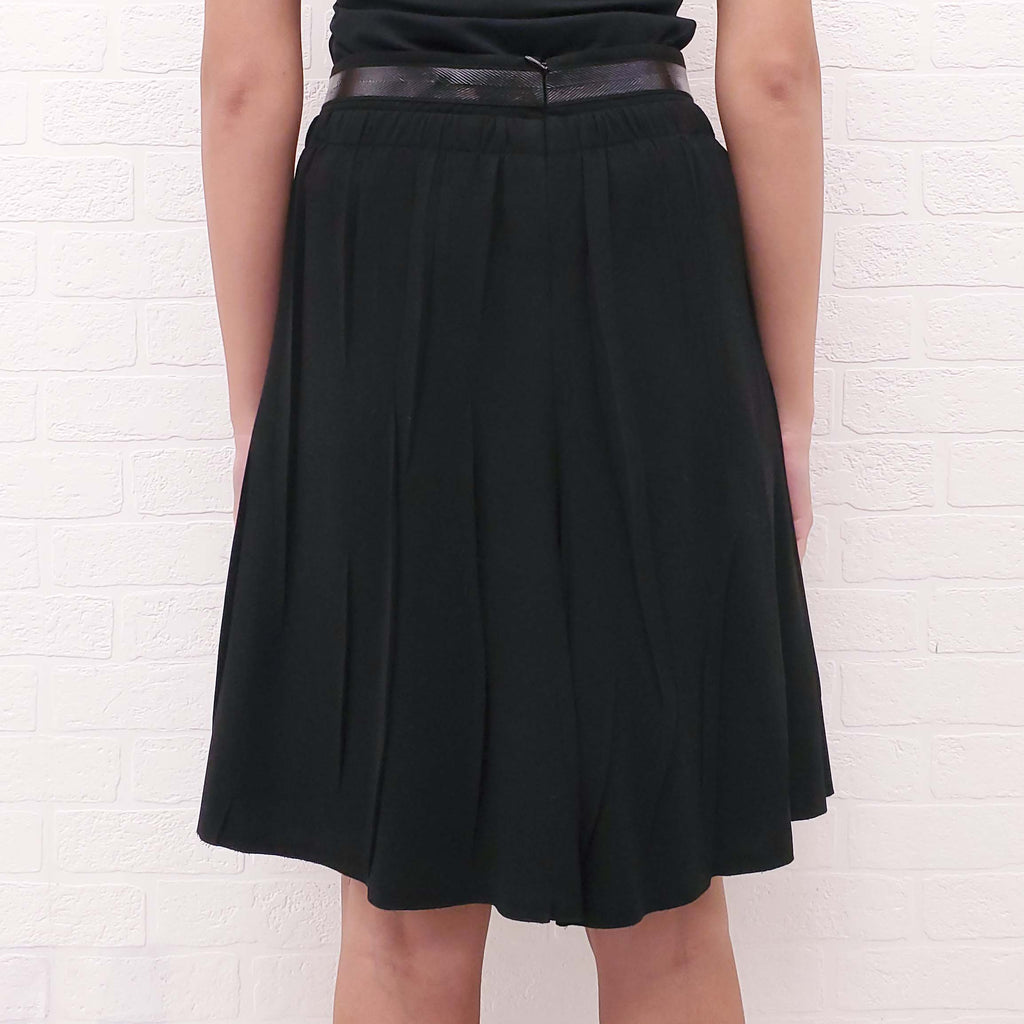PRADA BLACK ROUCHED SKIRT SET WITH RIBBON DETAIL - SIZE 40