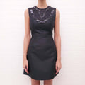 PRADA BLACK SATIN BEADED DRESS - SIZE 38