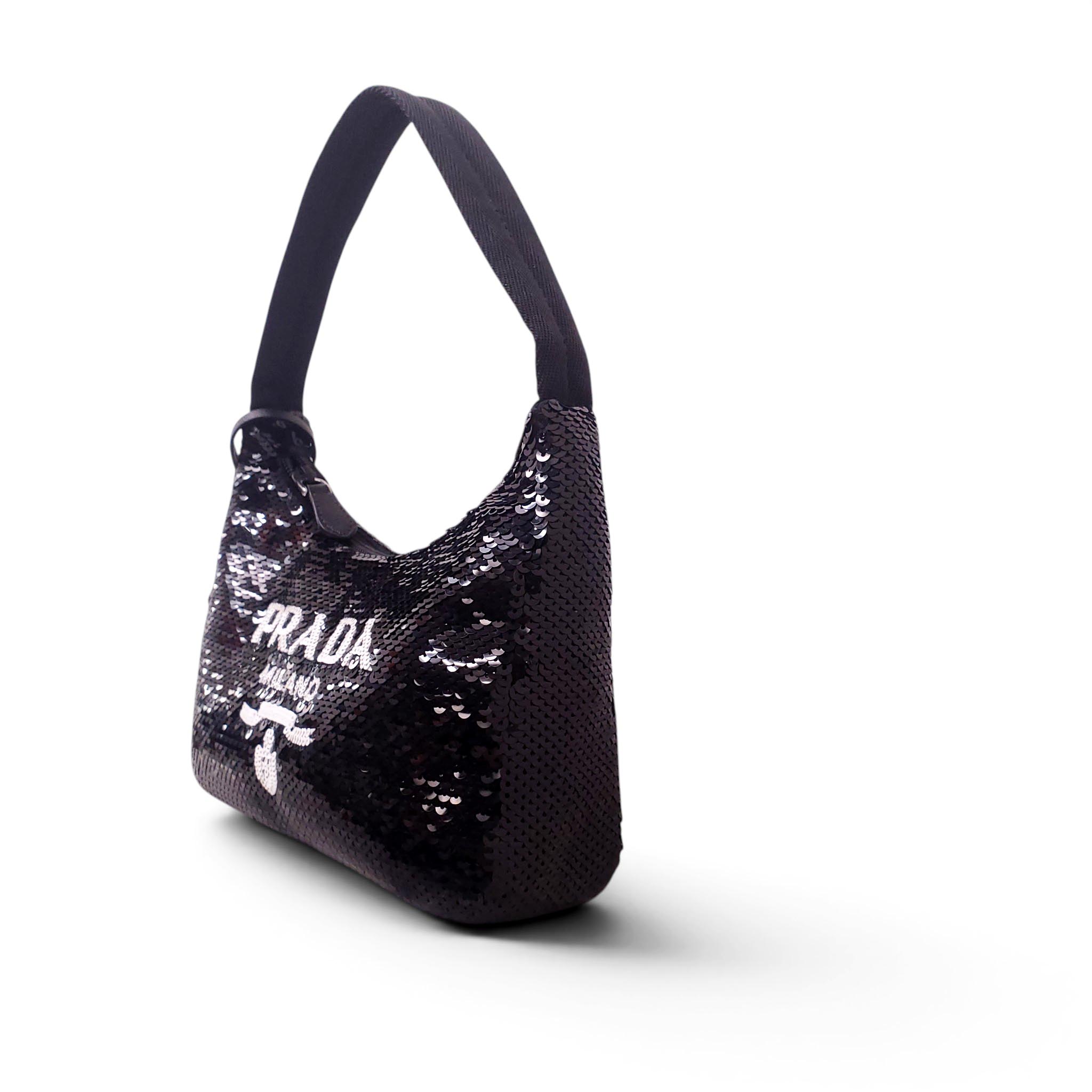 PRADA BLACK SEQUIN RE-EDITION BAG