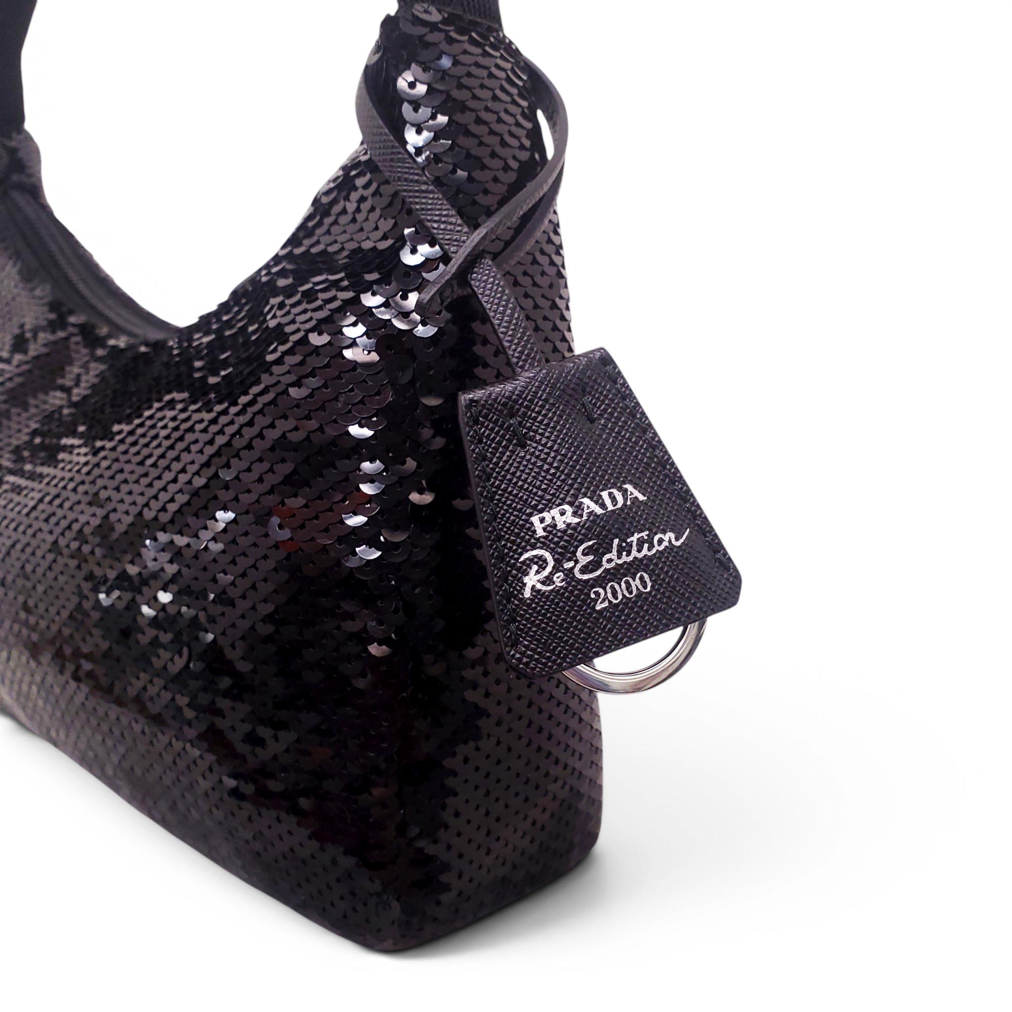 PRADA BLACK SEQUIN RE-EDITION BAG