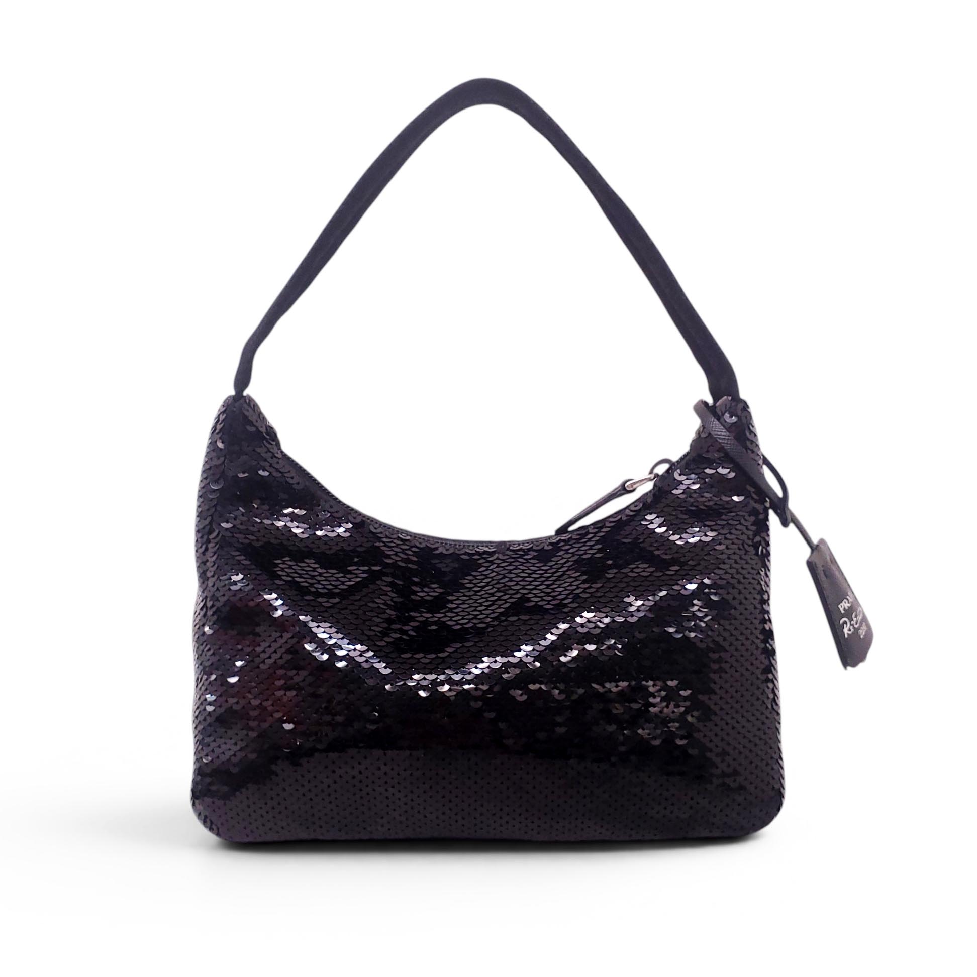 PRADA BLACK SEQUIN RE-EDITION BAG