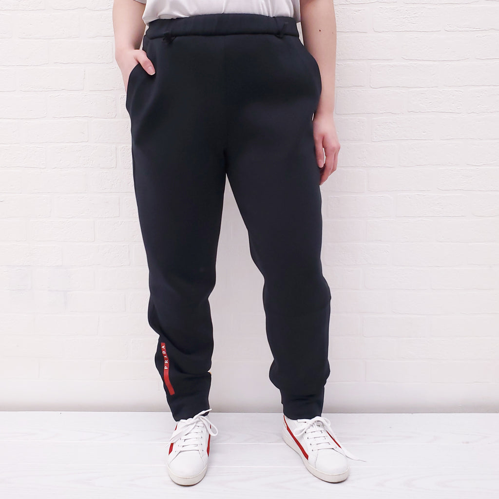 PRADA BLACK SPORT PANT WITH LOGO - SIZE M