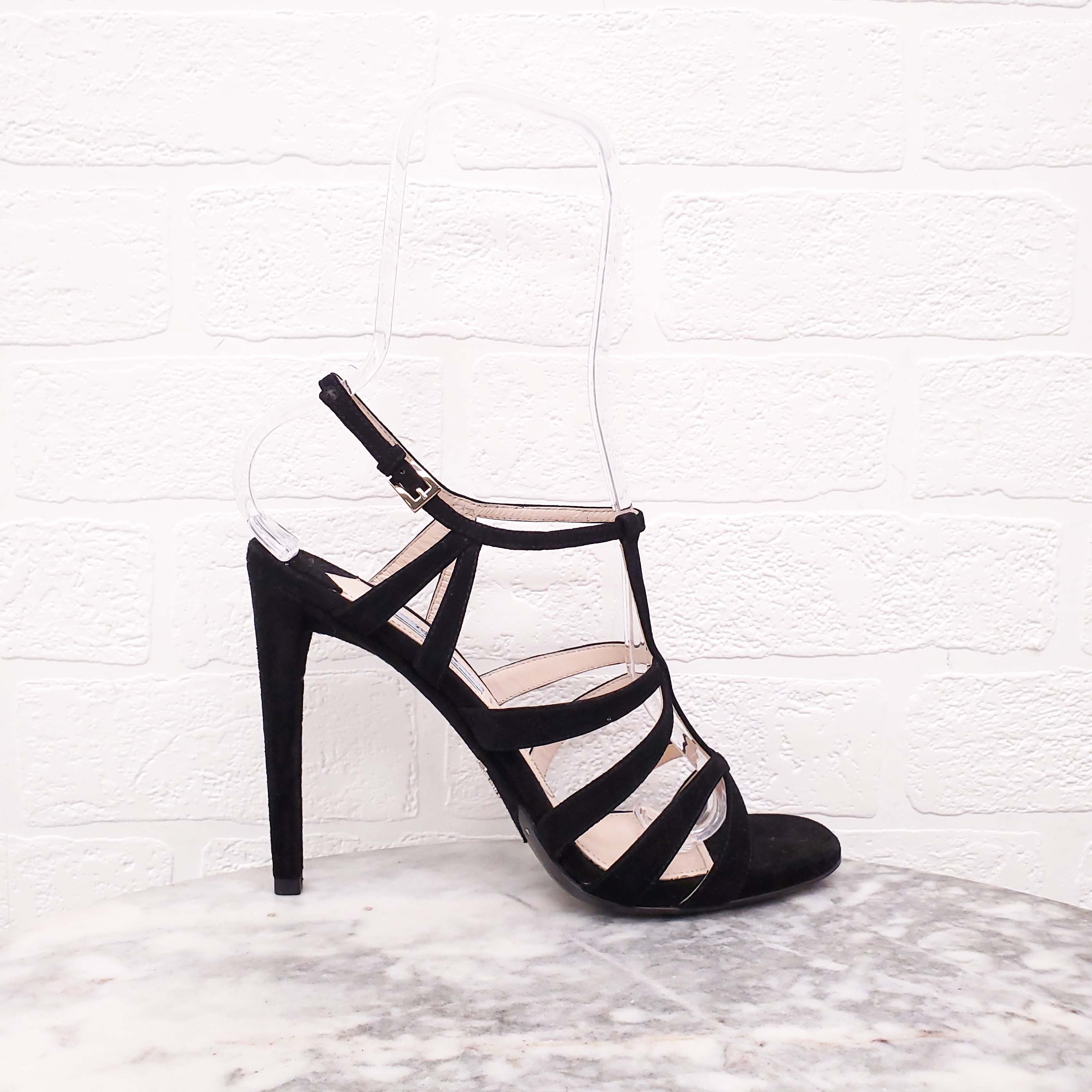 PRADA BLACK SUEDE HEELS - SIZE 39.5