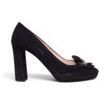 PRADA BLACK SUEDE LOGO FRINGE HEELS - SIZE 38.5