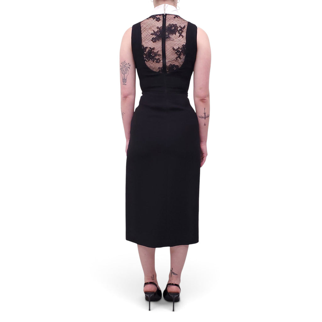 PRADA BLACK TUXEDO DRESS WITH LACE DETAIL - SIZE 36