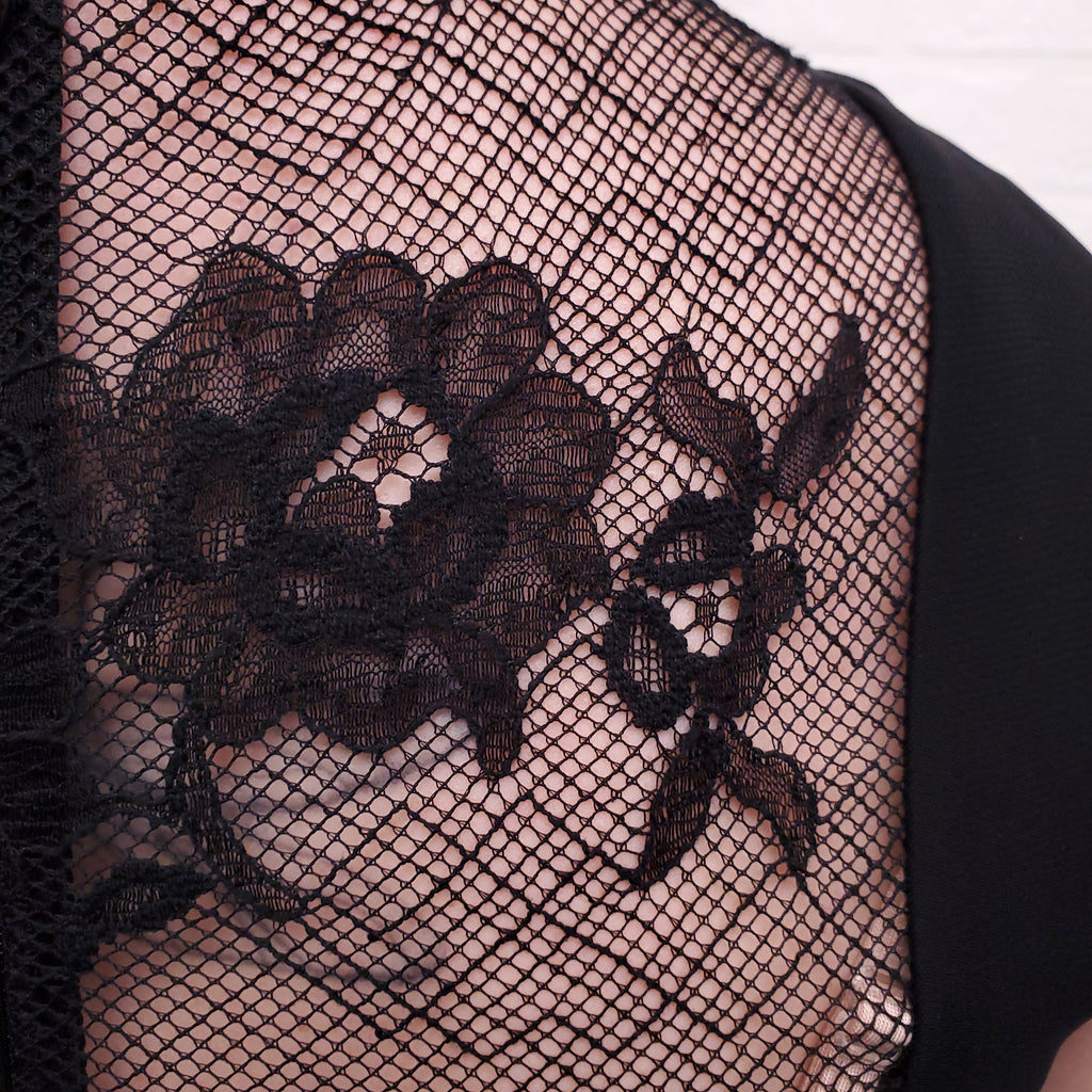PRADA BLACK TUXEDO DRESS WITH LACE DETAIL - SIZE 36