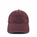 PRADA BROWN DISTRESSED LOGO BASEBALL HAT- SIZE M