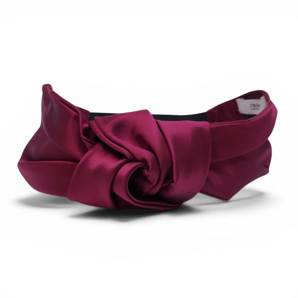 PRADA BURGUNDY SILK KNOT HEADBAND