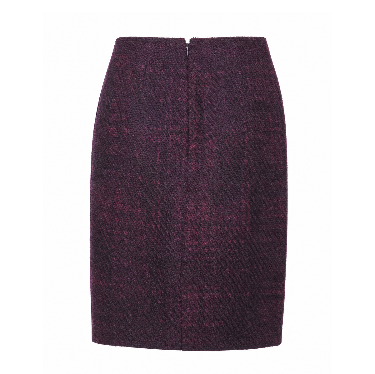 PRADA BURGUNDY TWEED SKIRT WITH PLAID LINING - SIZE 40