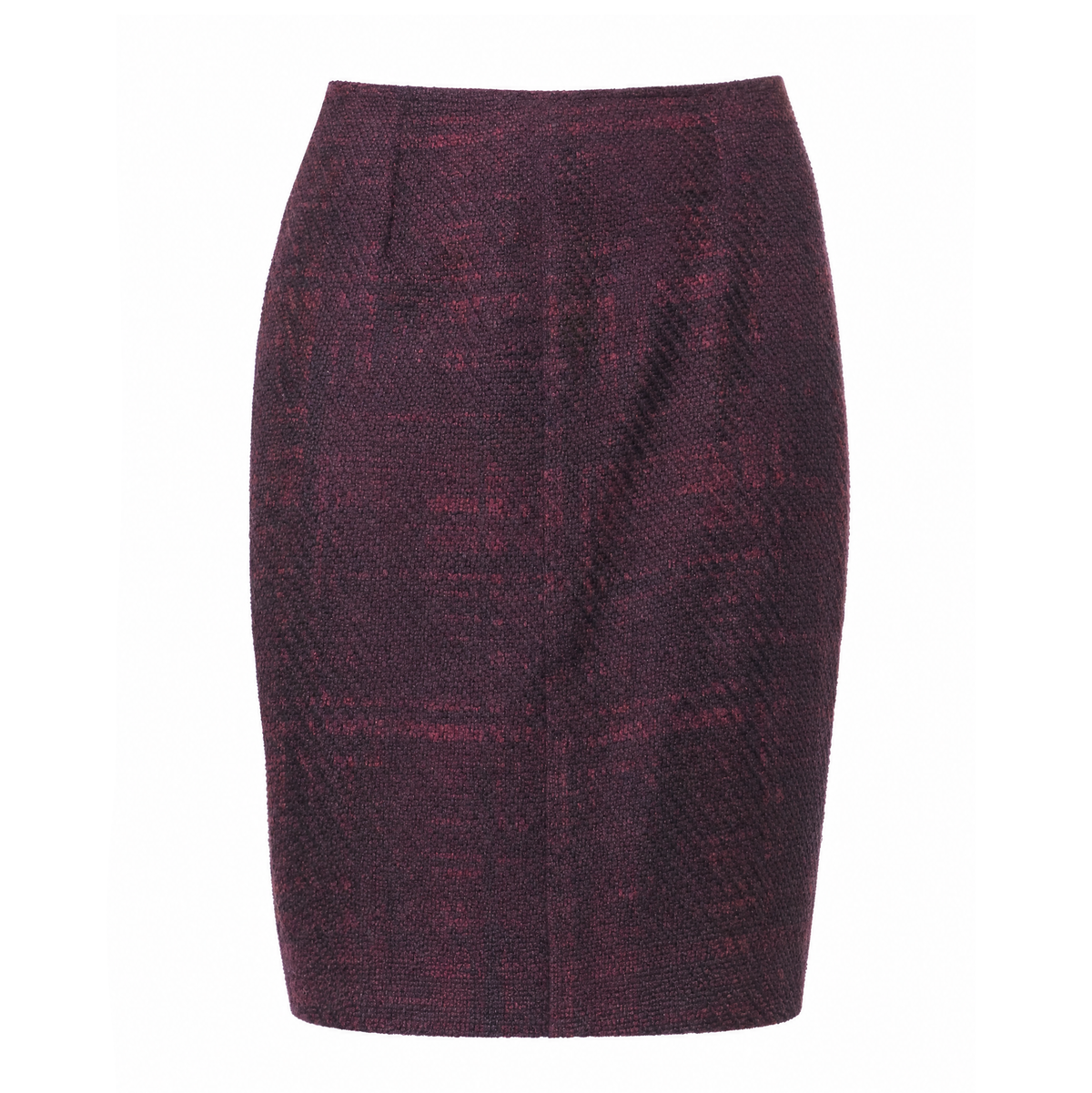 PRADA BURGUNDY TWEED SKIRT WITH PLAID LINING - SIZE 40
