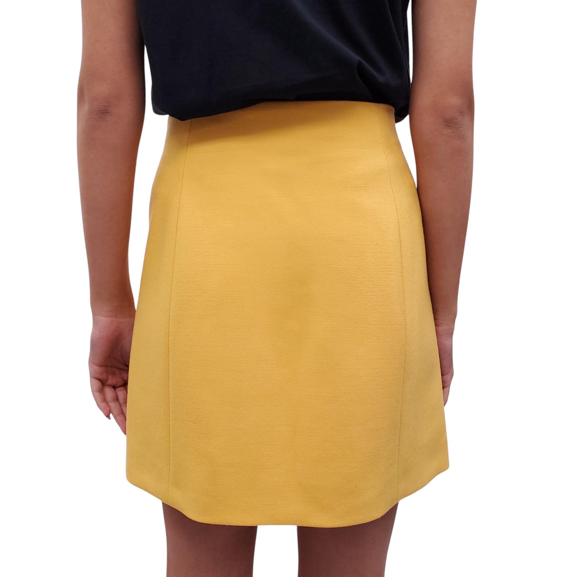 PRADA CANARY YELLOW SKIRT WITH BUTTON DETAIL - SIZE 40