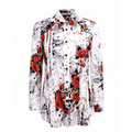 PRADA CREAM FLORAL WESTERN TUXEDO BLOUSE - SIZE 42