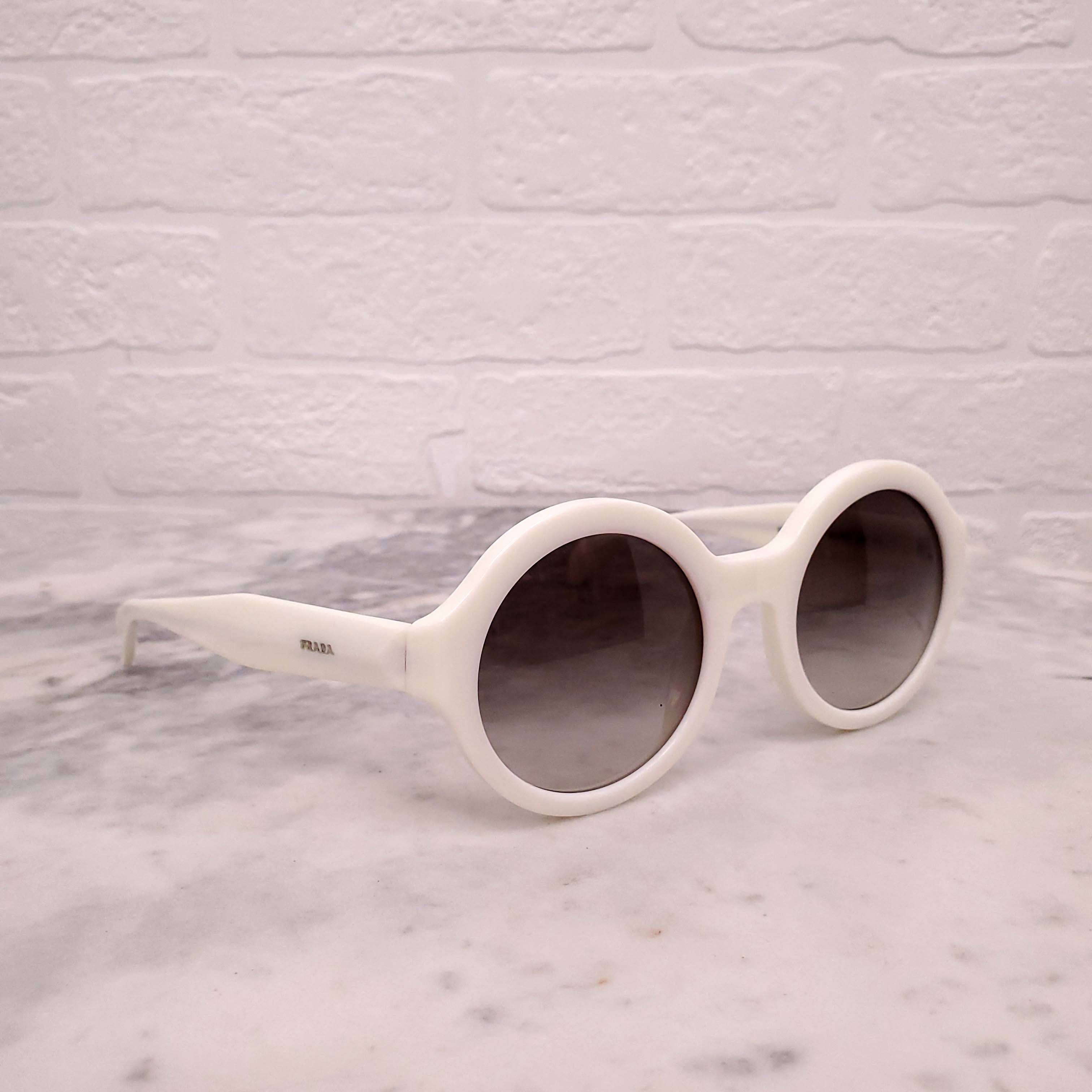 PRADA CREAM ROUND SUNGLASSES