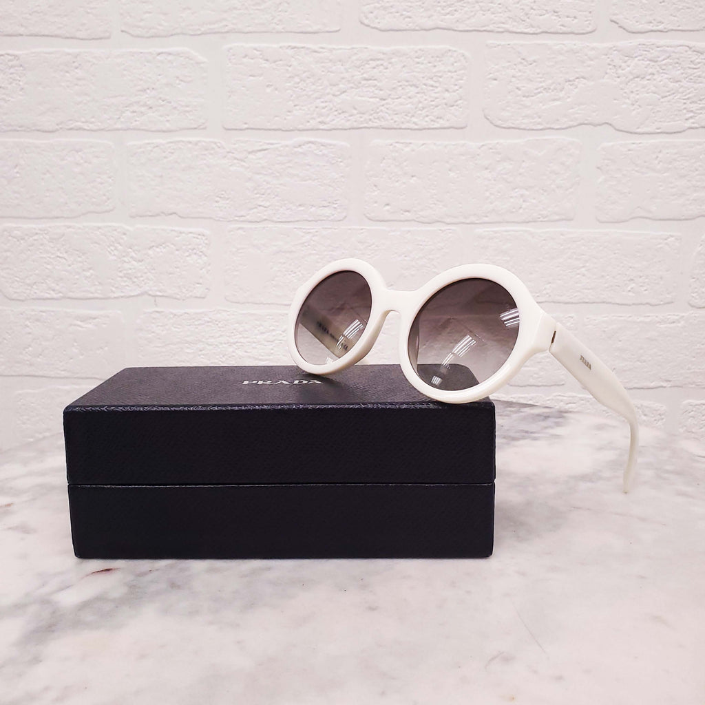PRADA CREAM ROUND SUNGLASSES