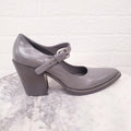 PRADA GREY MARY JANE LEATHER PUMPS - SIZE 38