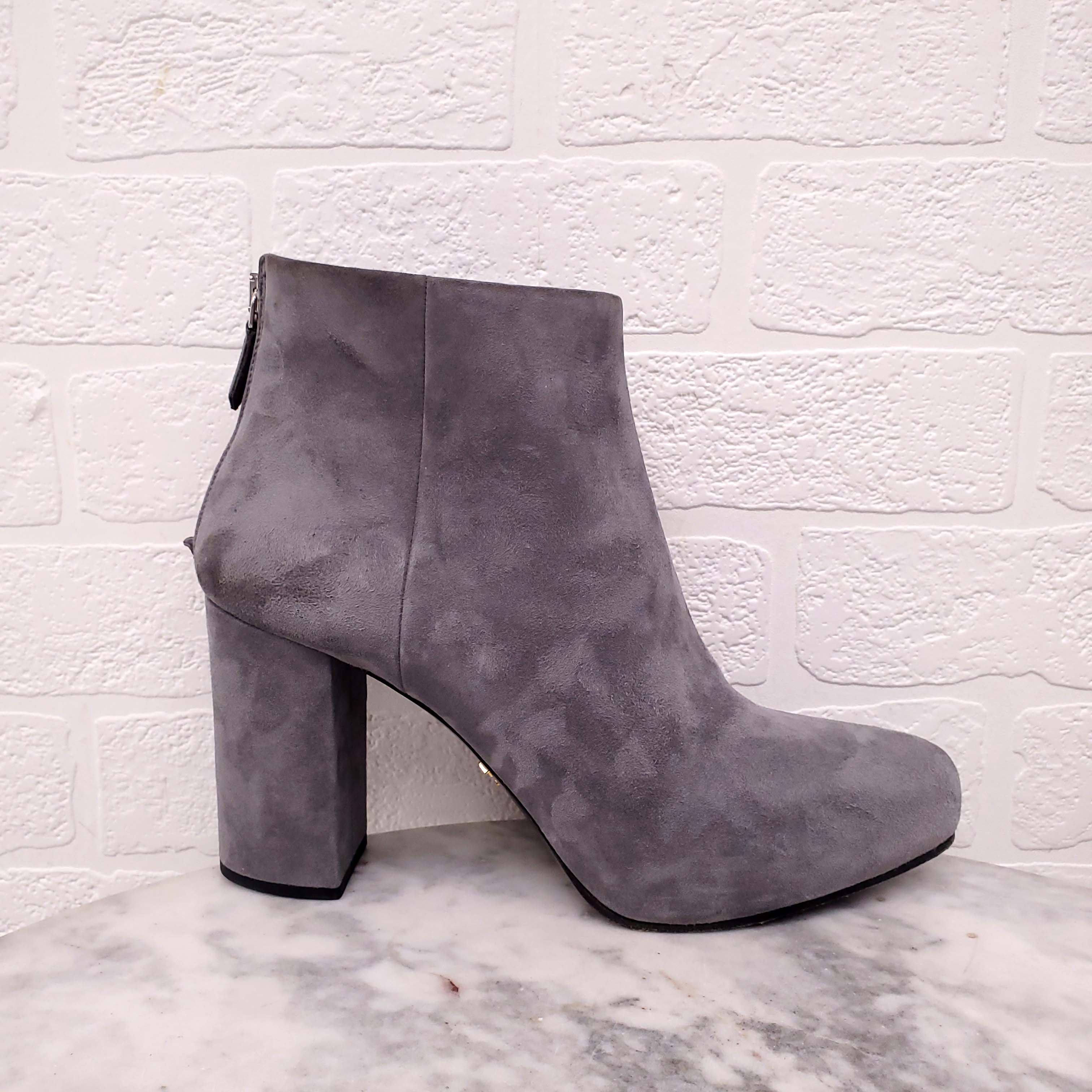 PRADA GREY SUEDE BOOTIES - SIZE 40.5