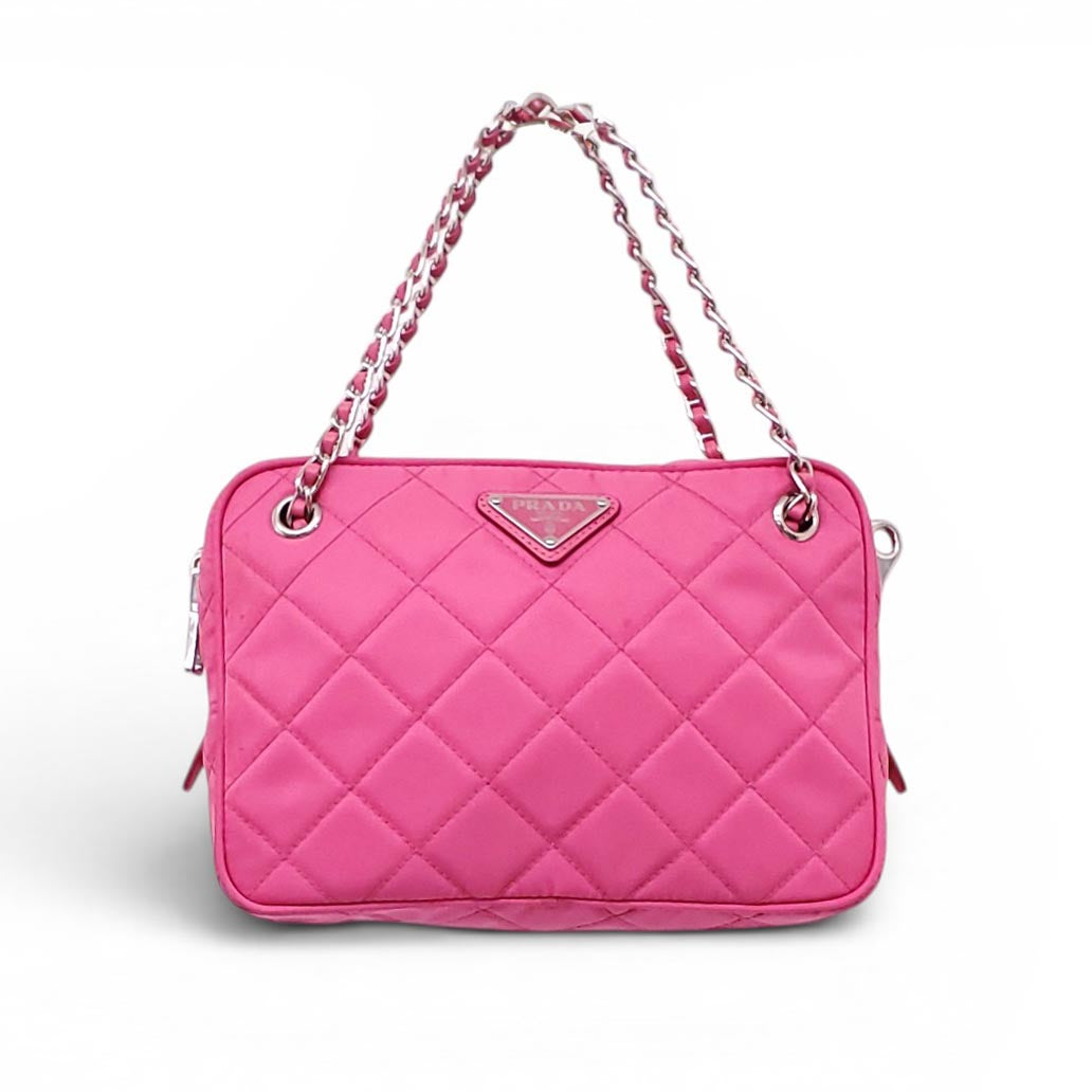 PRADA HOT PINK QUILTED NYLON PURSE