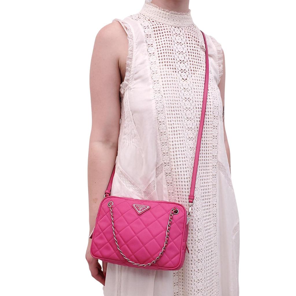 PRADA HOT PINK QUILTED NYLON PURSE