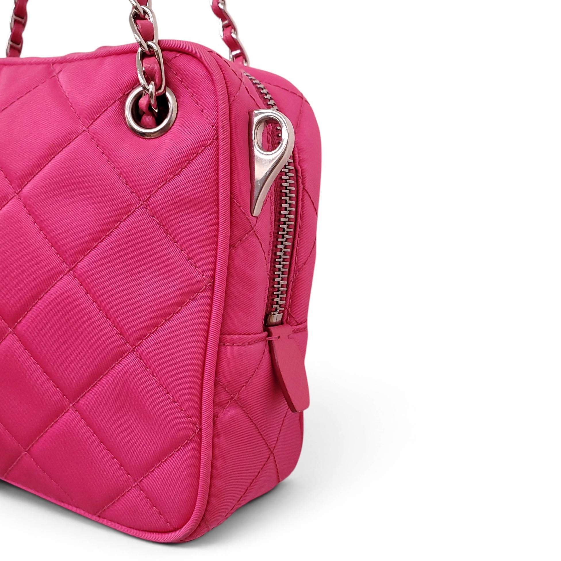 PRADA HOT PINK QUILTED NYLON PURSE
