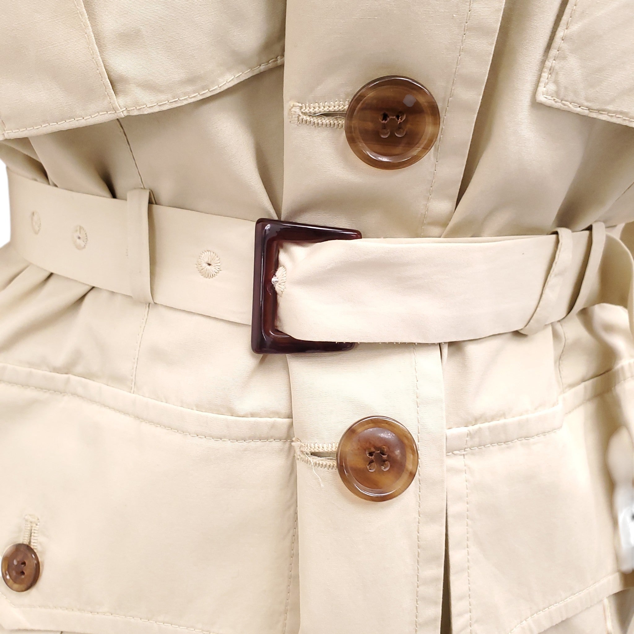 PRADA KHAKI DRESS WITH BELT AND LOGO DETAIL - SIZE 36