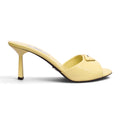 PRADA LIME GREEN LOGO KITTEN HEELS - SIZE 38.5