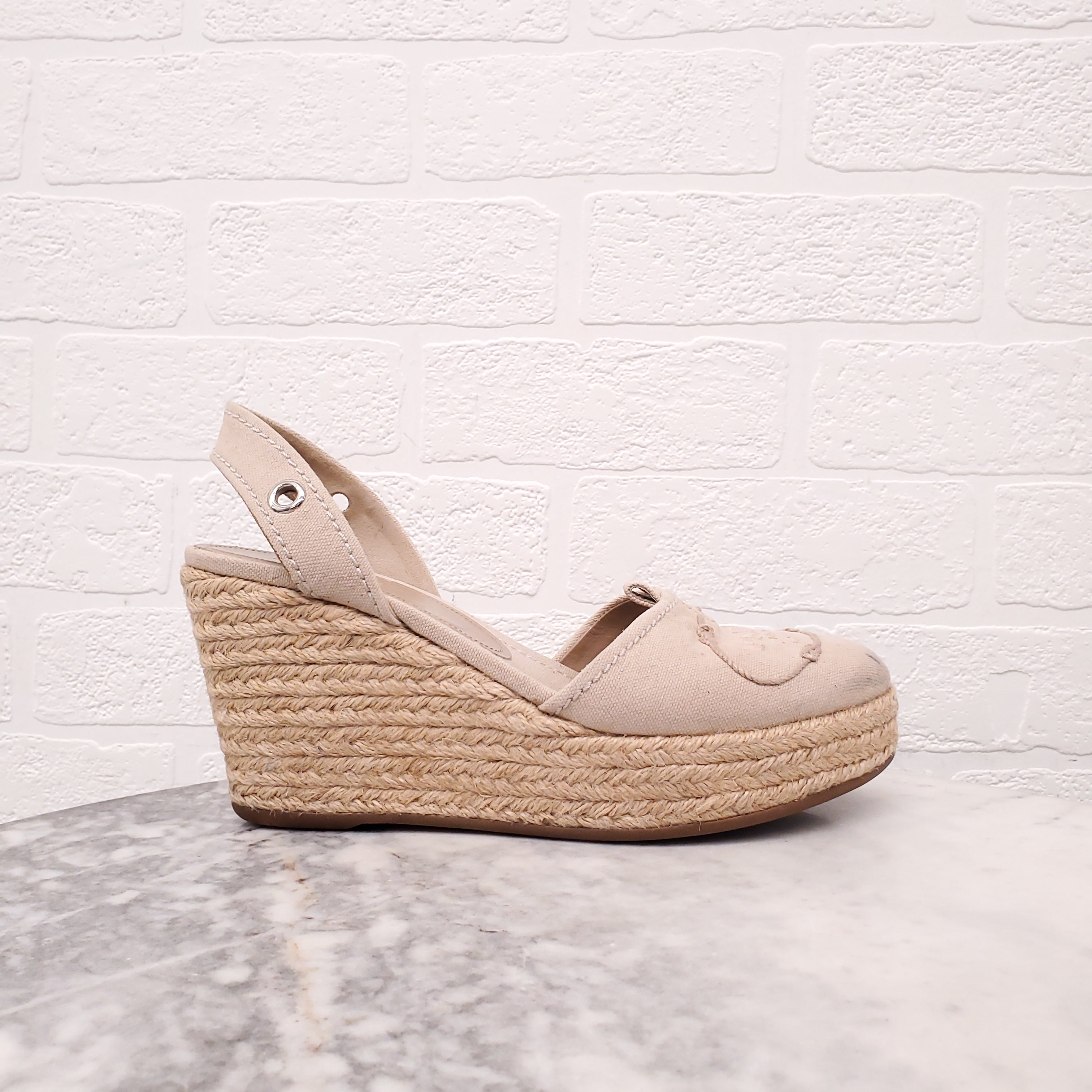 PRADA LOGO WEDGES - SIZE 38.5